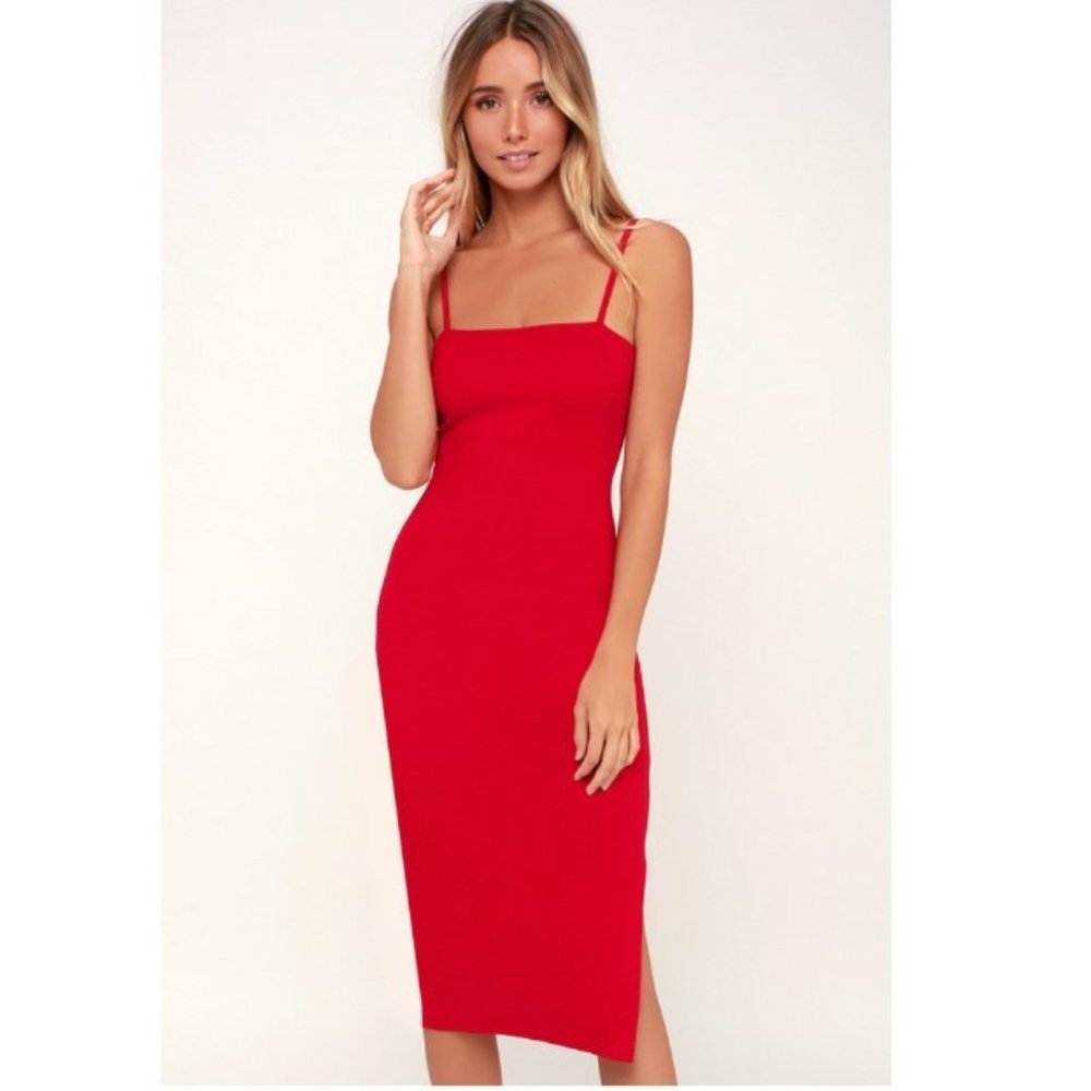 Paulina Red Bodycon Midi Dress | Lulu's